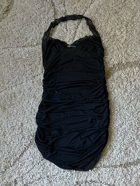 Hustler lingerie Black sexy lace halter neck top